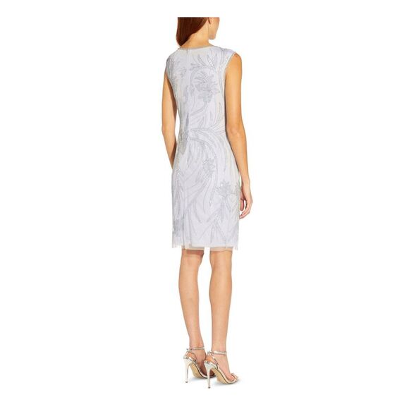 PAPELL STUDIO Womens Light Blue Sleeveless Above The Knee Sheath Dress 4 - Picture 2 of 2